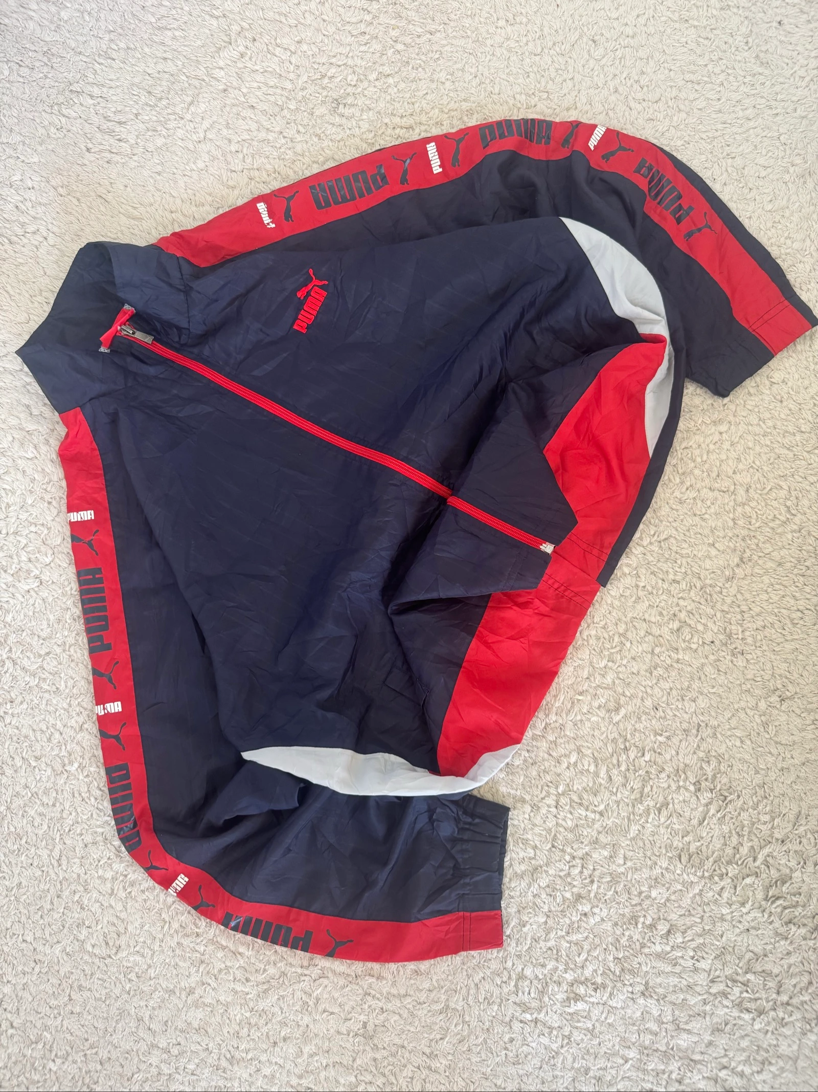 Puma Track Jacket Windbreaker Tape Logo Marine Rood Y2K Retro Oversized – photo 2